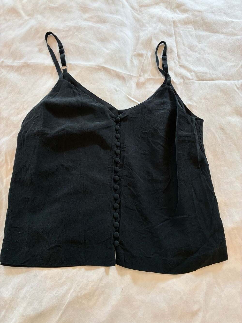Madewell Black 100% Silk Button-Down Cami Tank Top